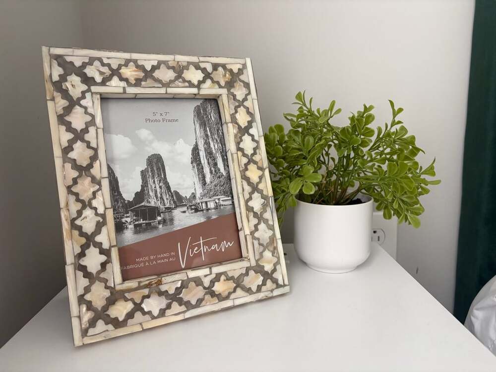 5x7 handmade shell mosaic photo frame neutral decor